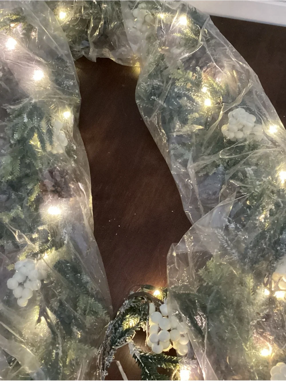 New Pine & Berry Holiday Garland with lights